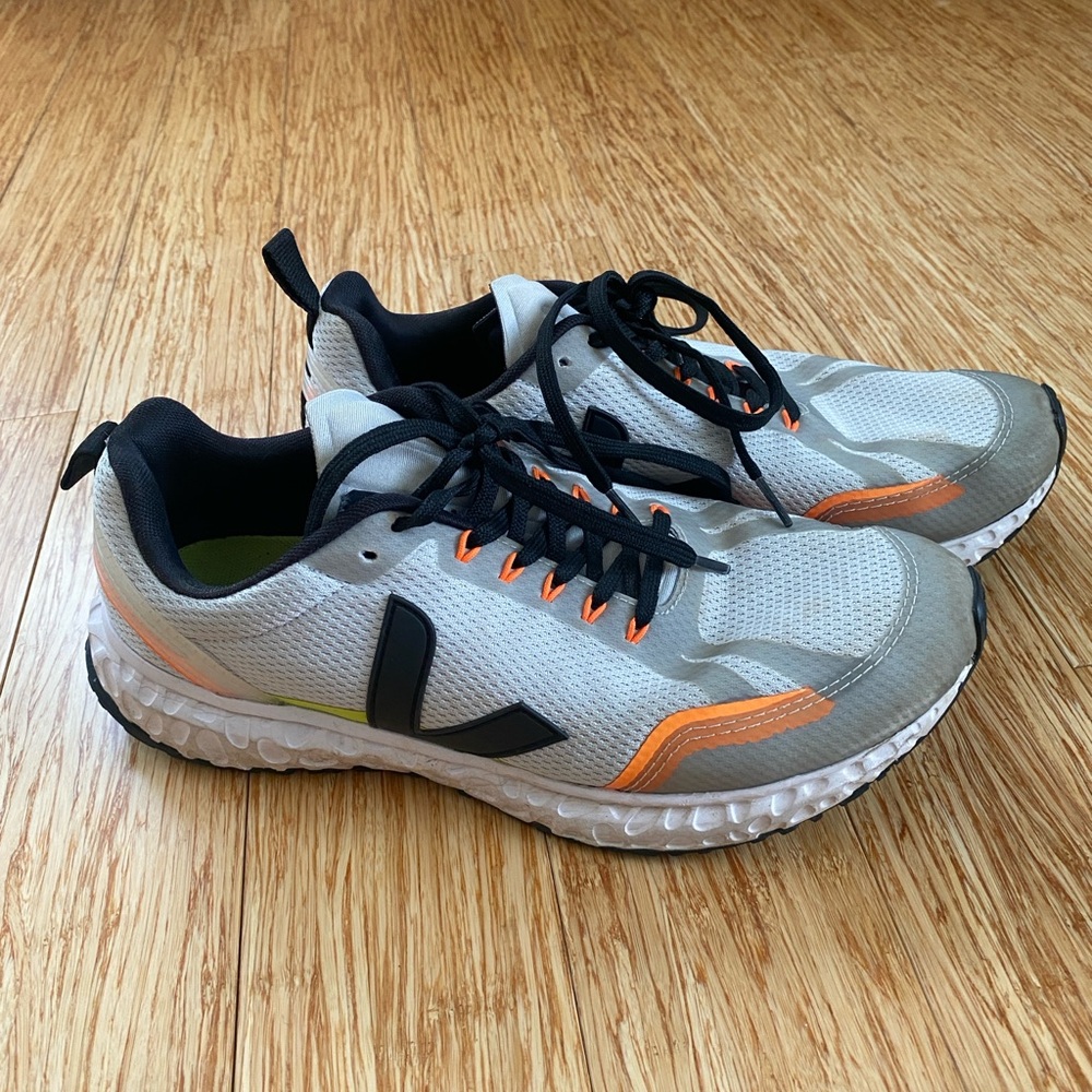 Veja Gray and Orange Athletic Shoes Modern Design
